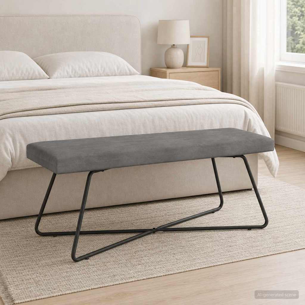 klupa Tamnosiva 110 x 40 x 45 cm Baršun
