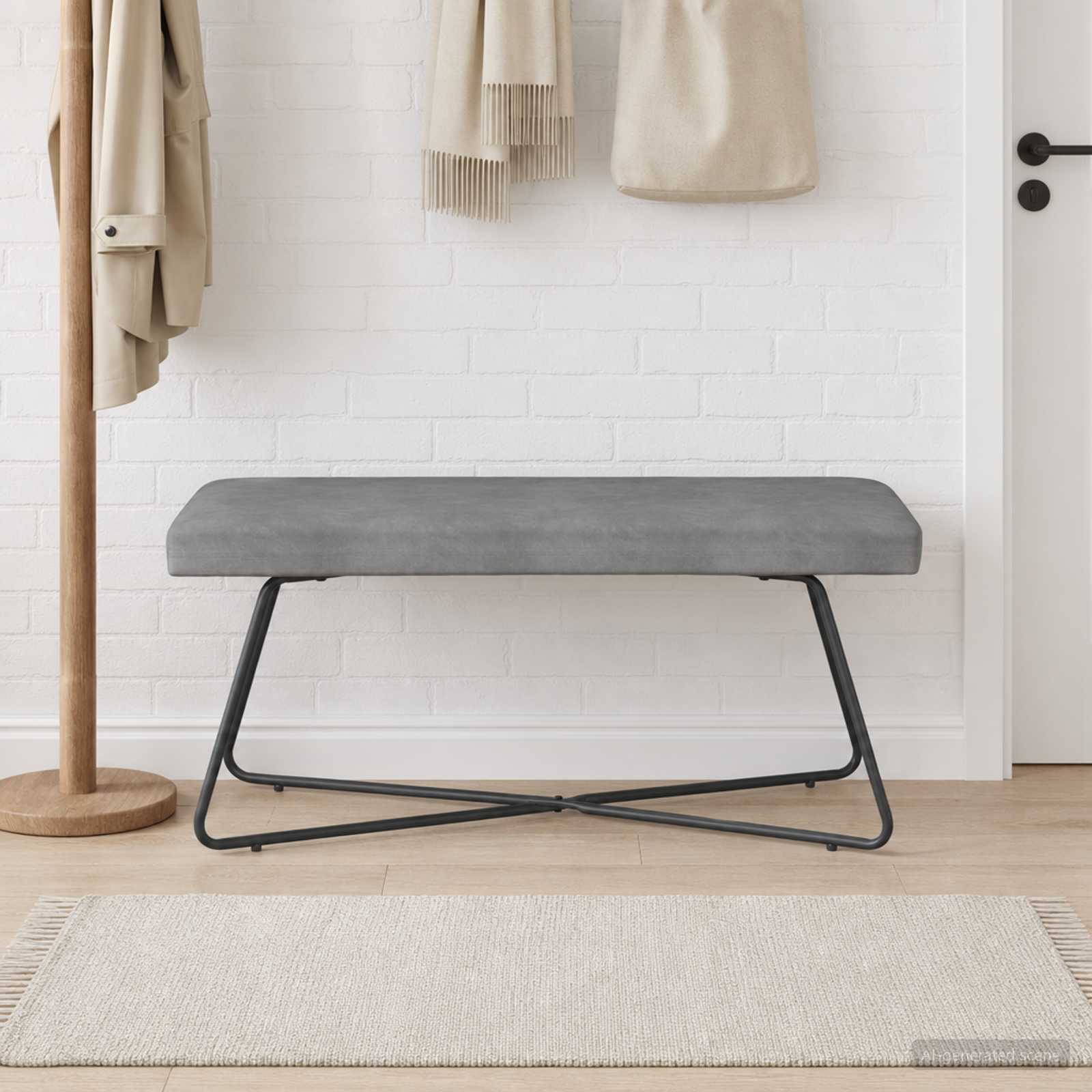 klupa Tamnosiva 110 x 40 x 45 cm Baršun
