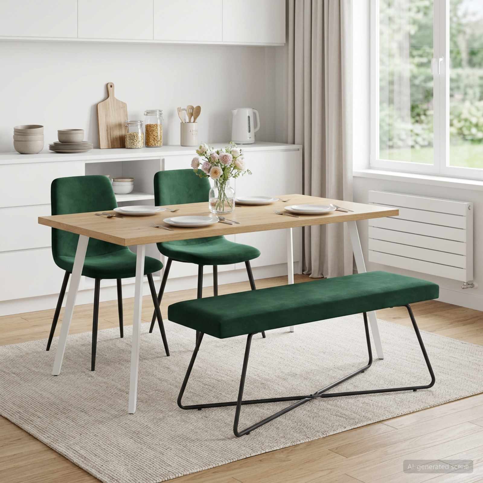klupa Tamnozelena 110 x 40 x 45 cm Baršun