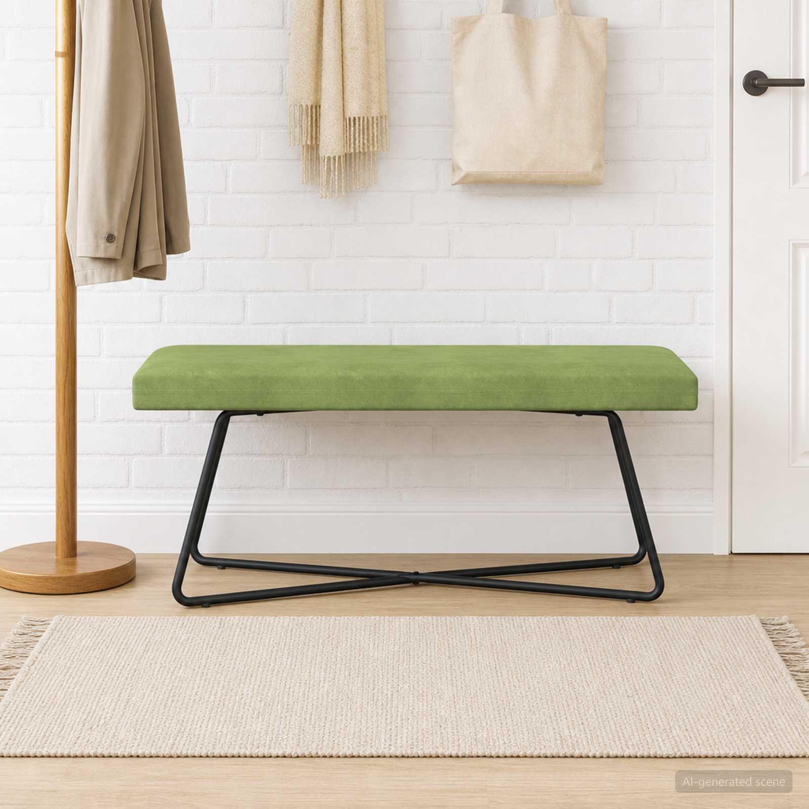 klupa Svijetlo zelena 110 x 40 x 45 cm Baršun