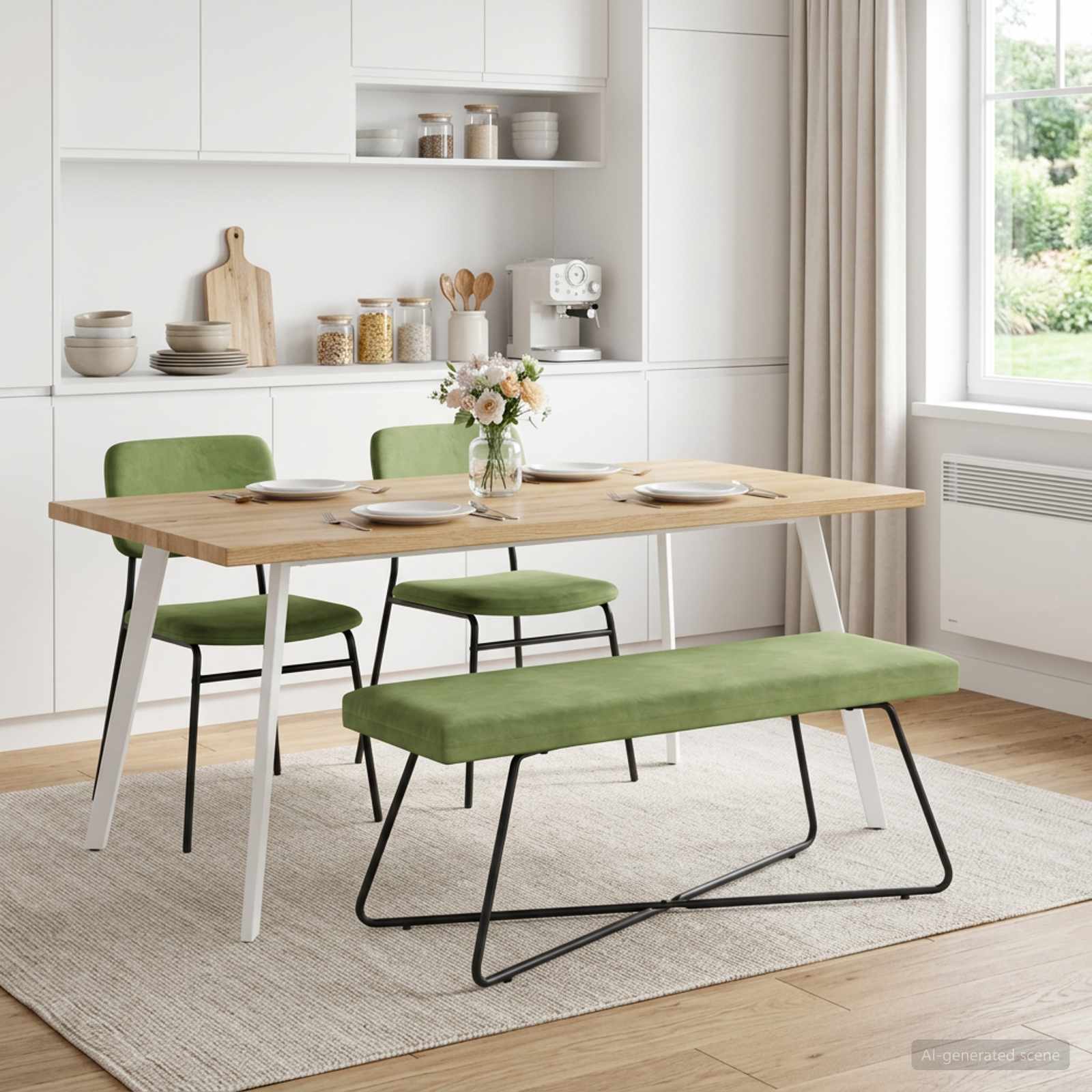 klupa Svijetlo zelena 110 x 40 x 45 cm Baršun