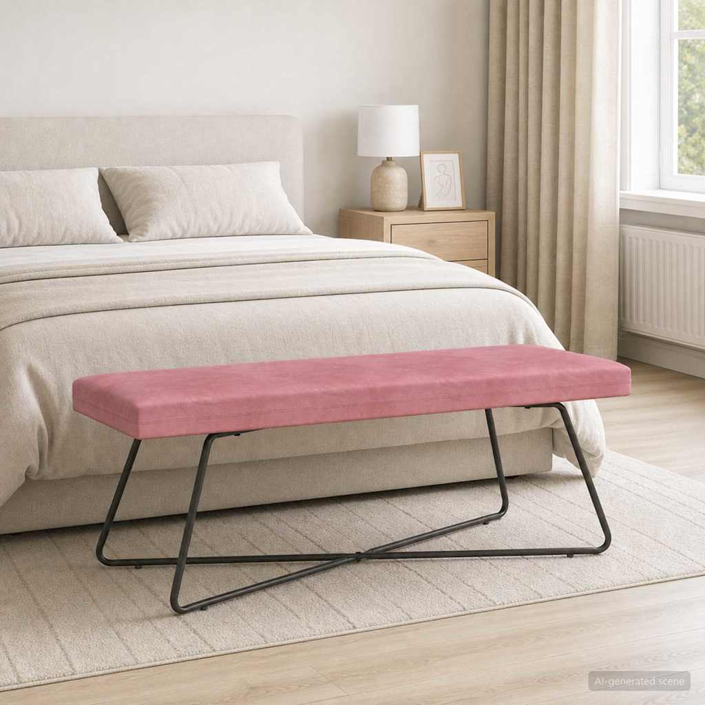 klupa Ružičasta 110 x 40 x 45 cm Baršun