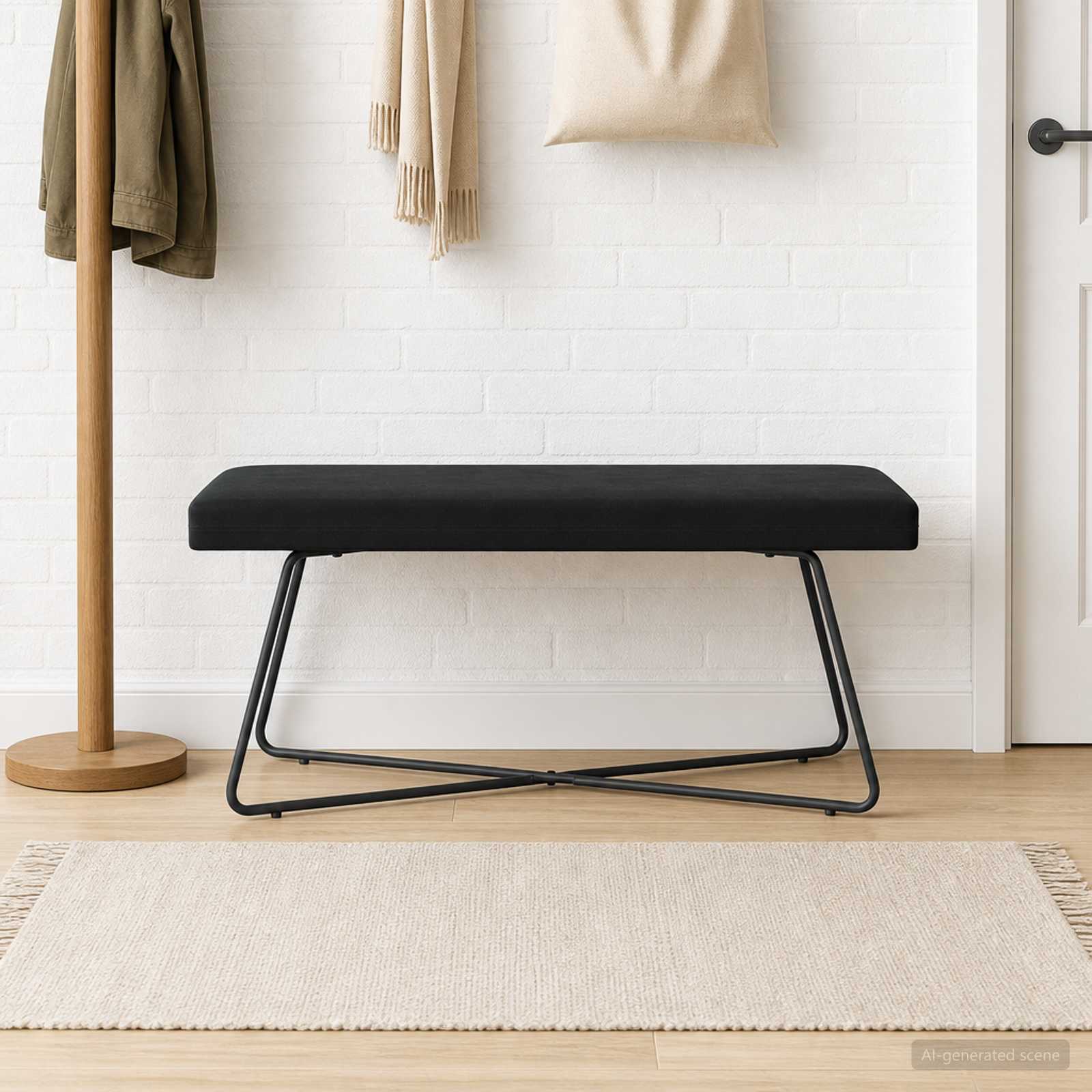 klupa Crna 110 x 40 x 45 cm Baršun