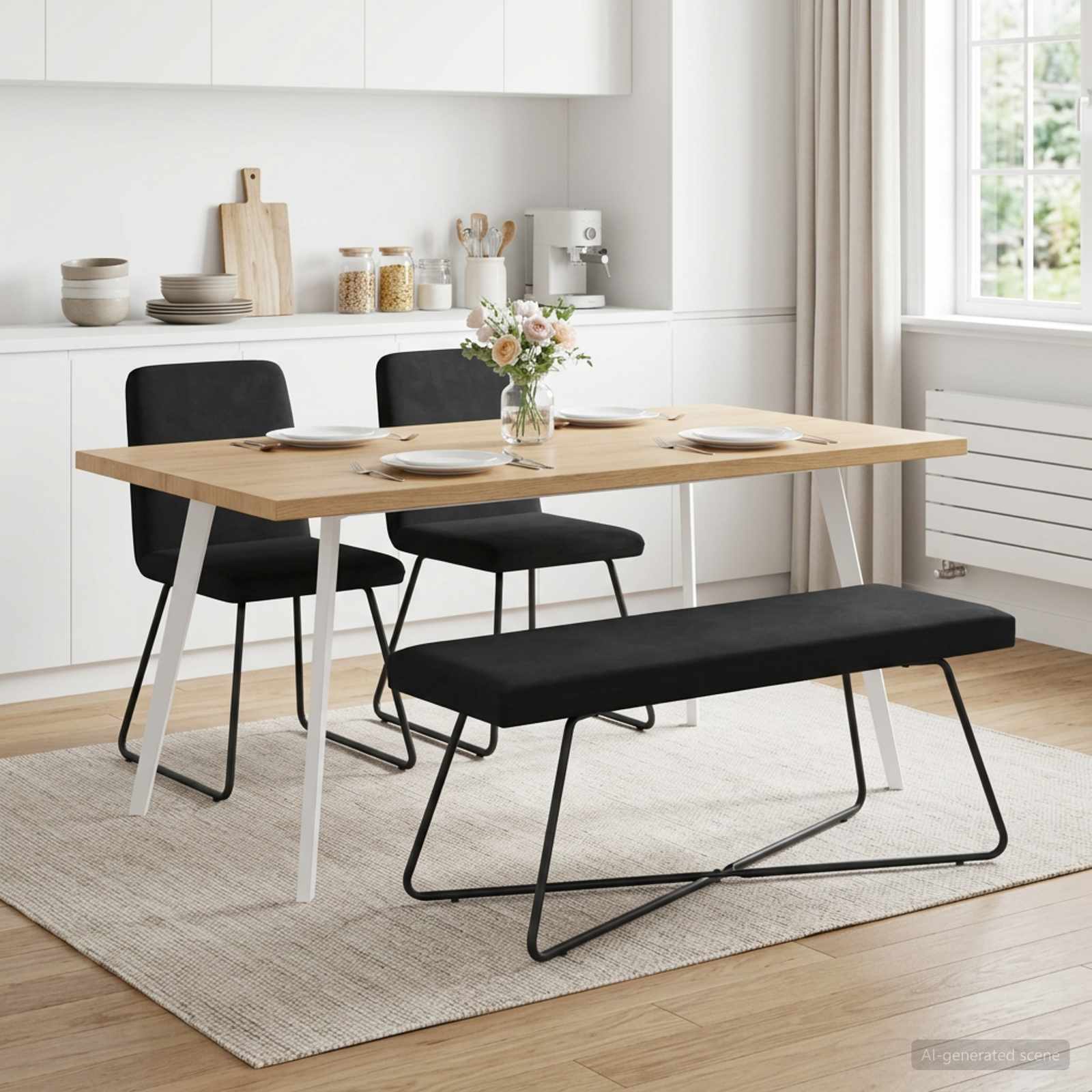 klupa Crna 110 x 40 x 45 cm Baršun