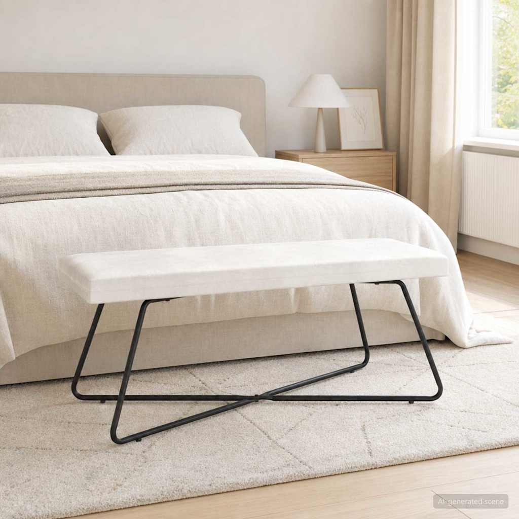 klupa Krem 110 x 40 x 45 cm Baršun