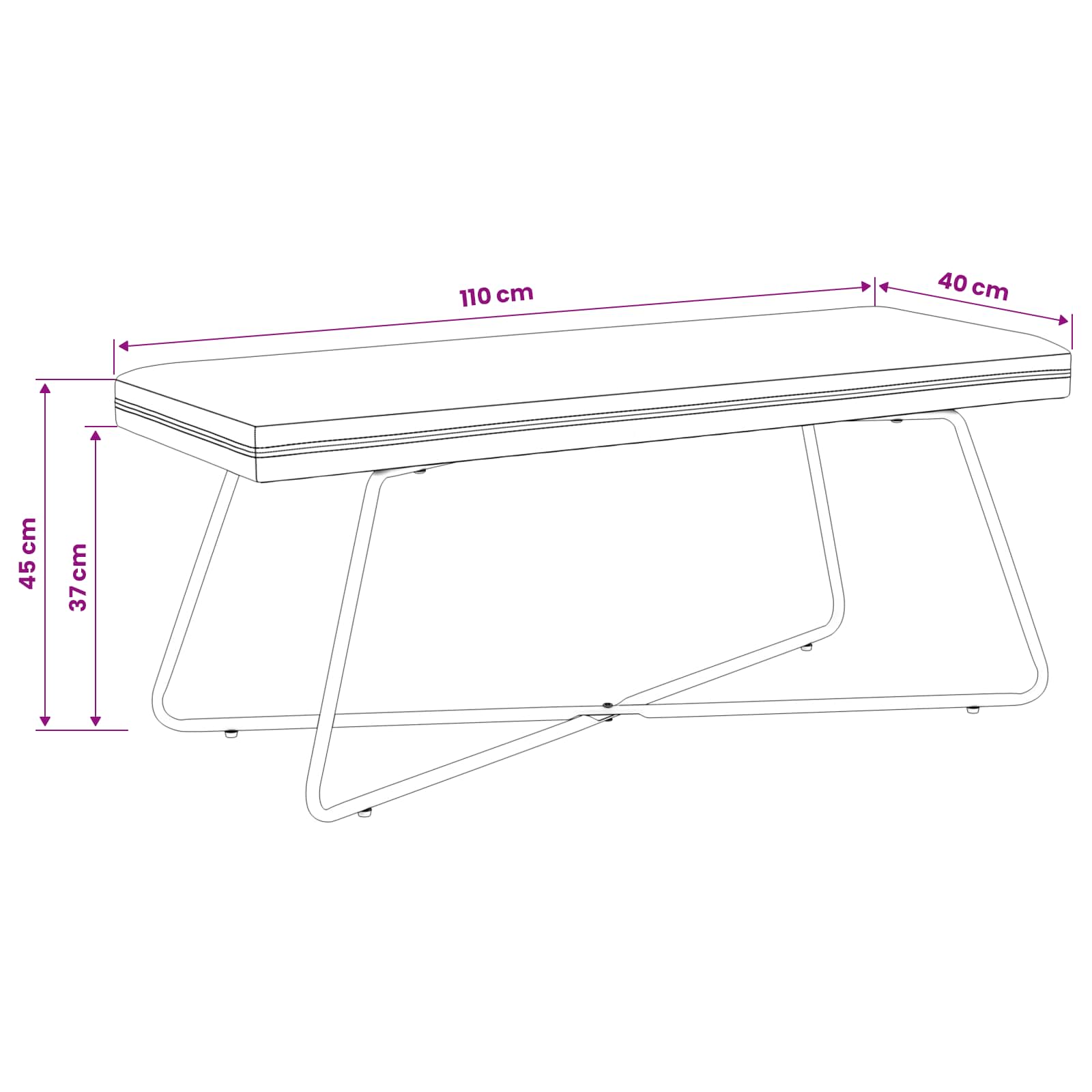 klupa Ljubičasta 110 x 40 x 45 cm Baršun
