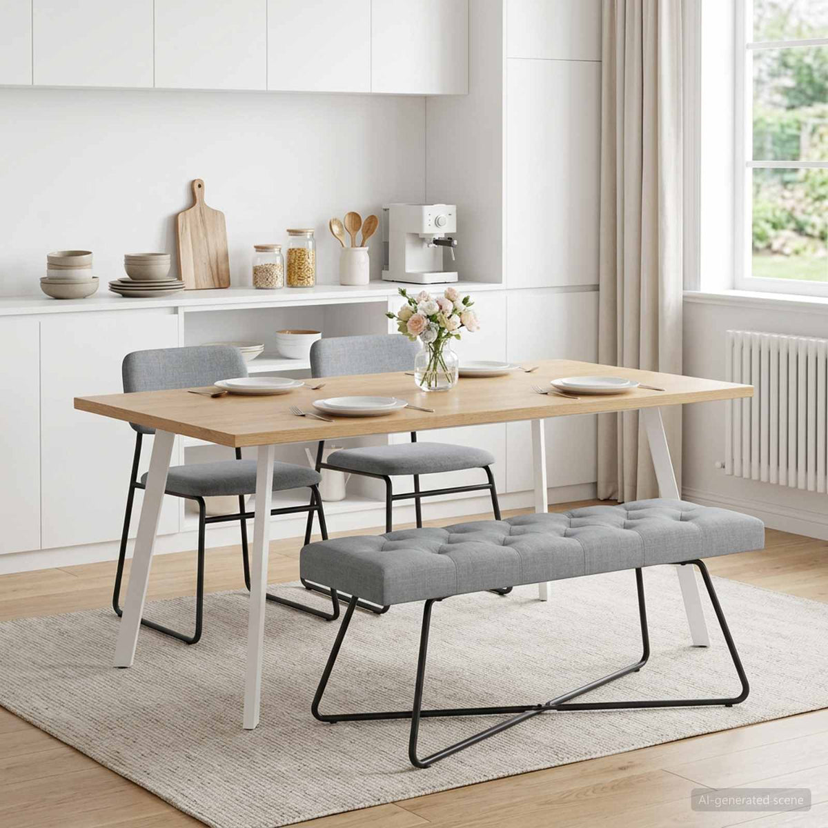 Klupa s gumbastim tkanjem Svjetlosiva 110 x 40 x 46 cm Tkanina