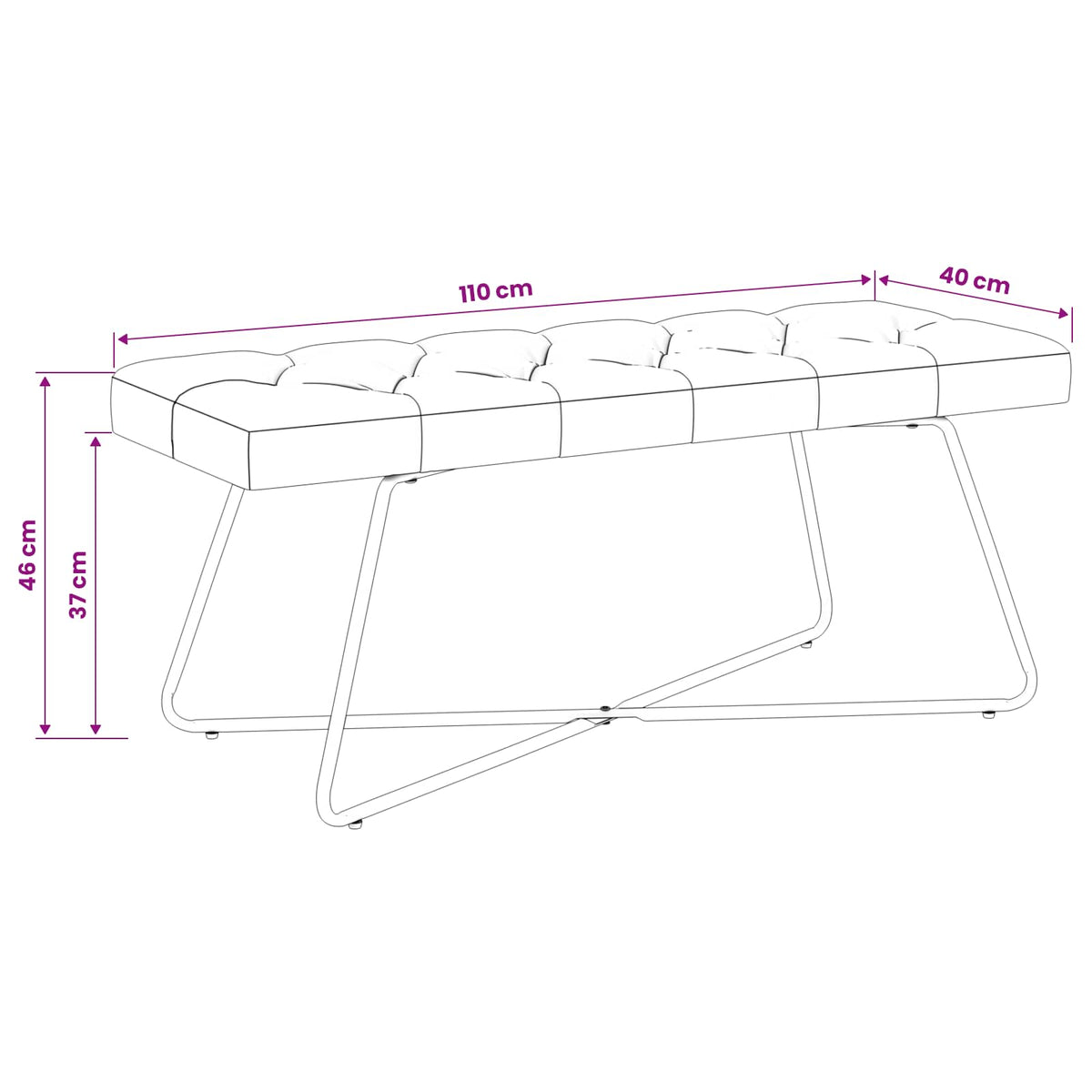 Klupa s gumbastim tkanjem Vinska crvena 110 x 40 x 46 cm
