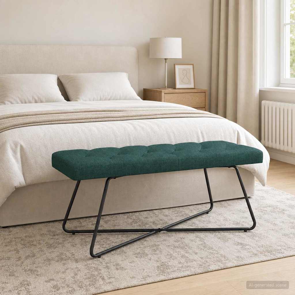 Klupa s gumbastim tkanjem Tamnozelena 110 x 40 x 46 cm Tkanina