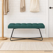 Klupa s gumbastim tkanjem Tamnozelena 110 x 40 x 46 cm Tkanina