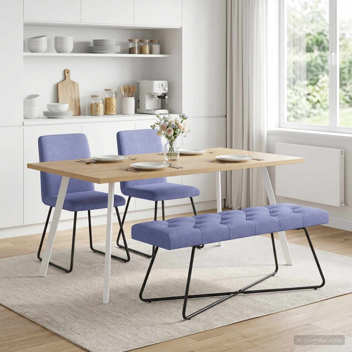 Klupa s gumbastim tkanjem Traper plava 110 x 40 x 46 cm Tkanina