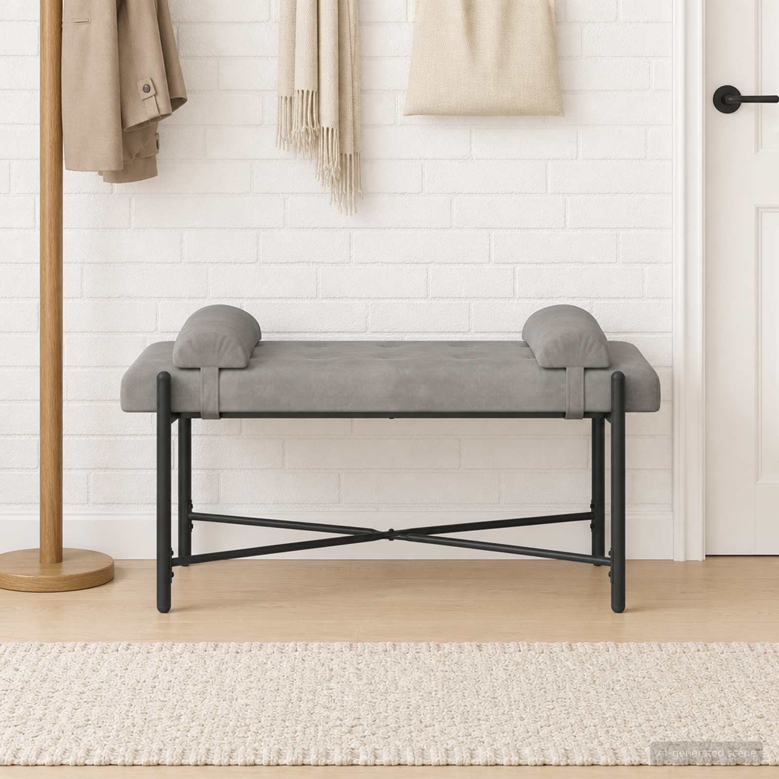 Klupa s gumbima i jastučićima Svjetlosiva 110 x 40 x 46 cm