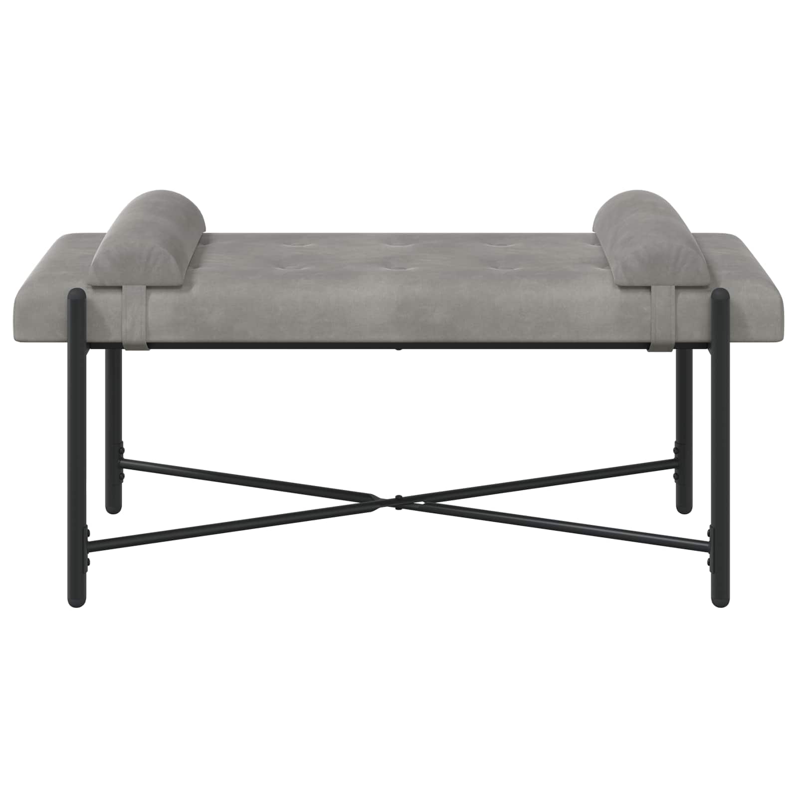 Klupa s gumbima i jastučićima Svjetlosiva 110 x 40 x 46 cm