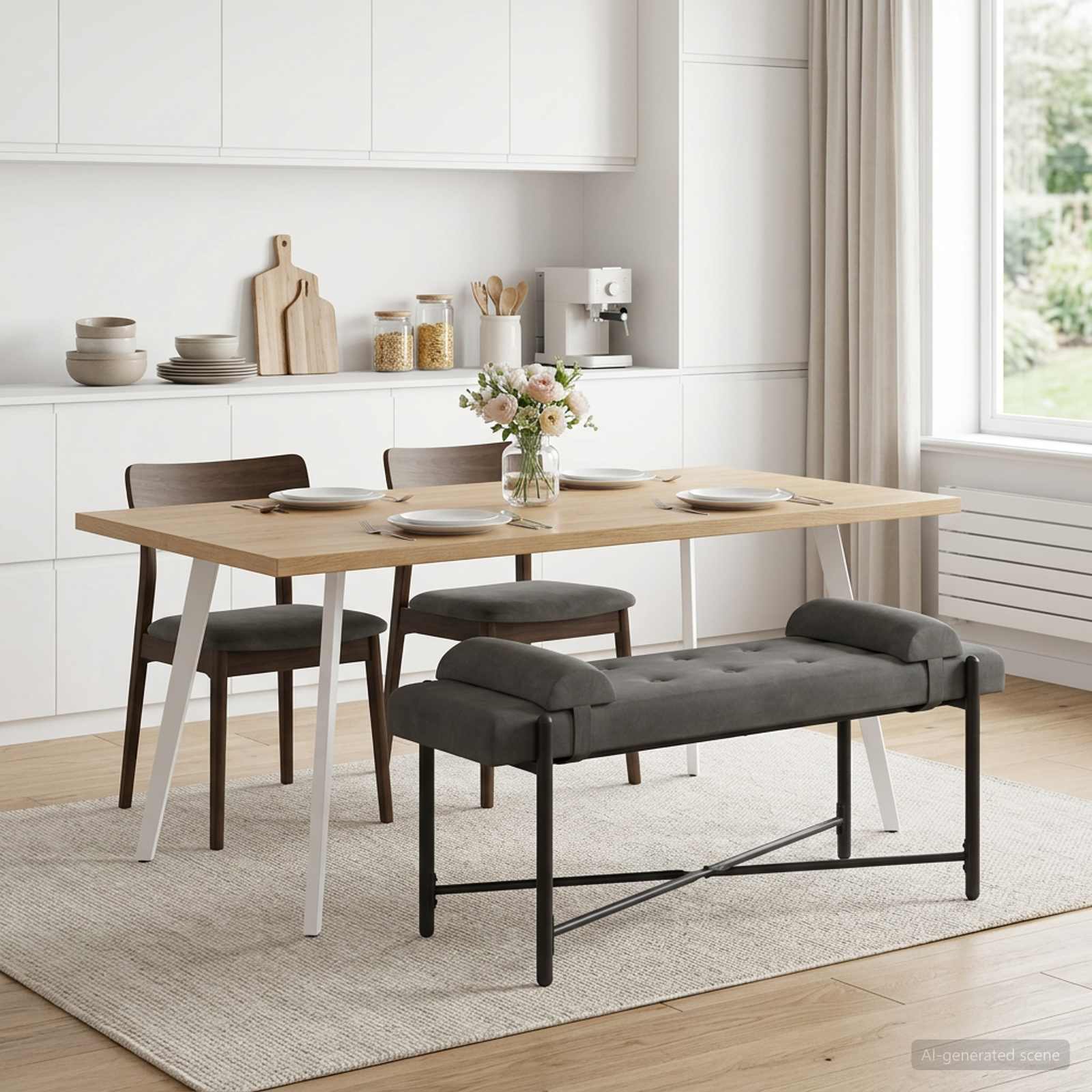 Klupa s gumbima i jastučićima Tamnosiva 110 x 40 x 46 cm Baršun