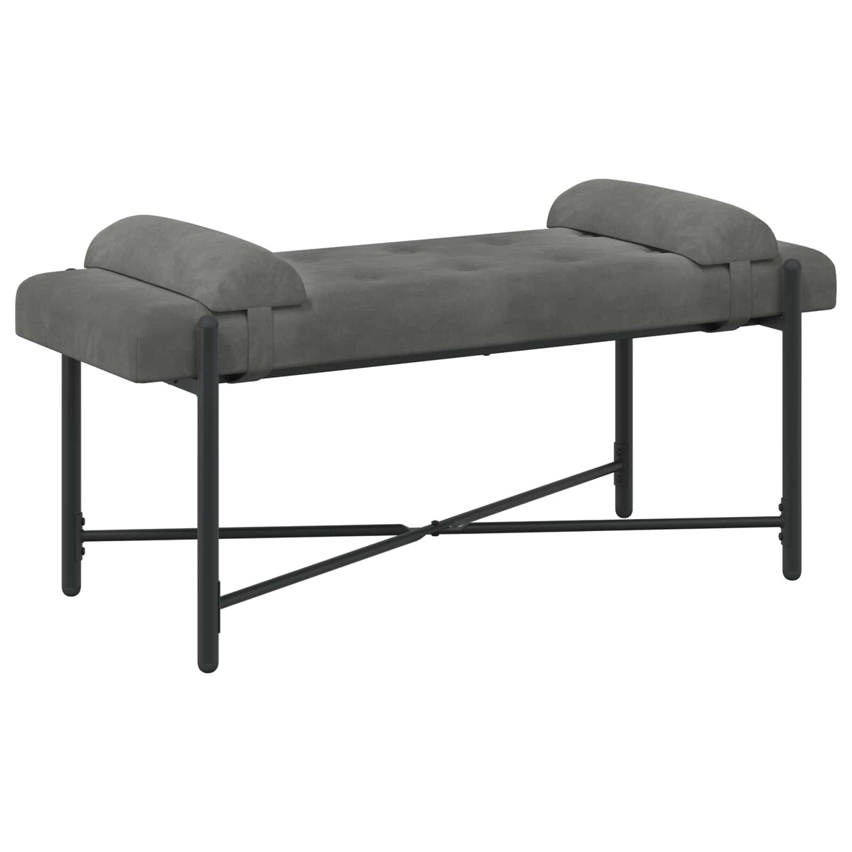 Klupa s gumbima i jastučićima Tamnosiva 110 x 40 x 46 cm Baršun