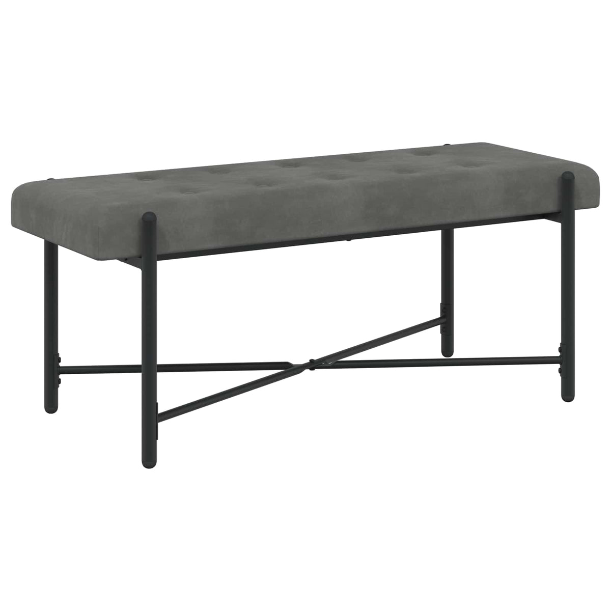 Klupa s gumbima i jastučićima Tamnosiva 110 x 40 x 46 cm Baršun
