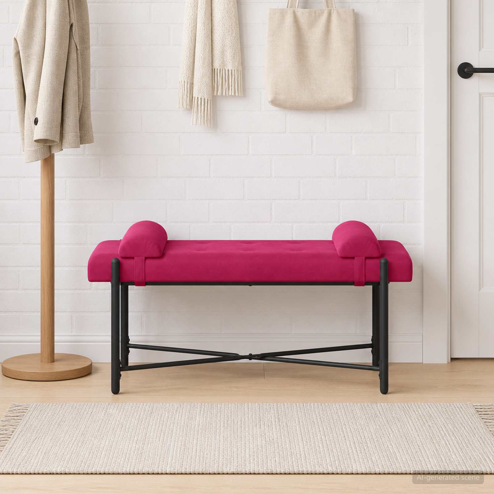 Klupa s gumbima i jastučićima Vinska crvena 110 x 40 x 46 cm