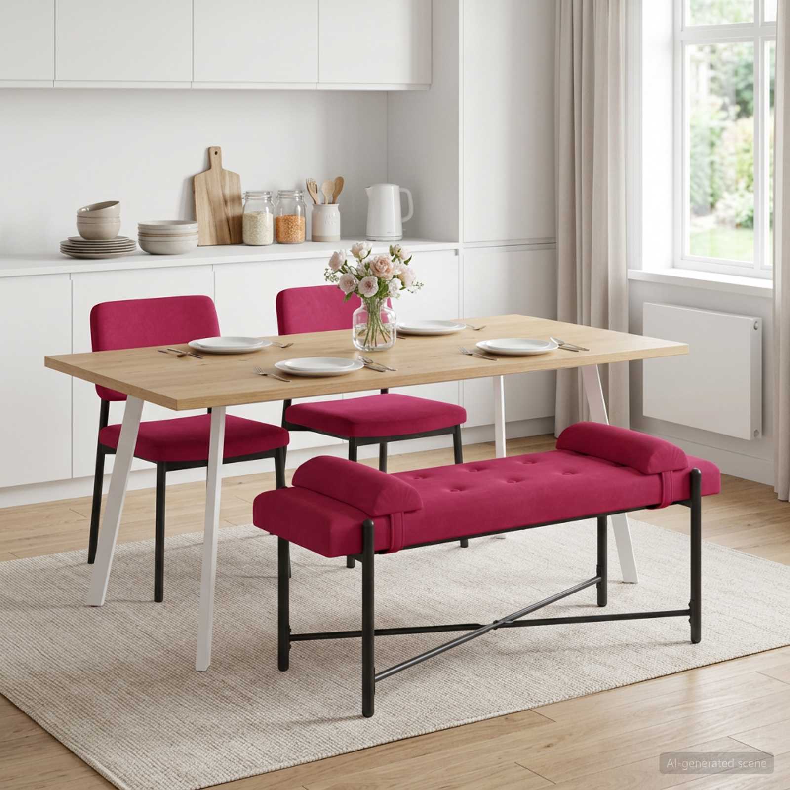 Klupa s gumbima i jastučićima Vinska crvena 110 x 40 x 46 cm