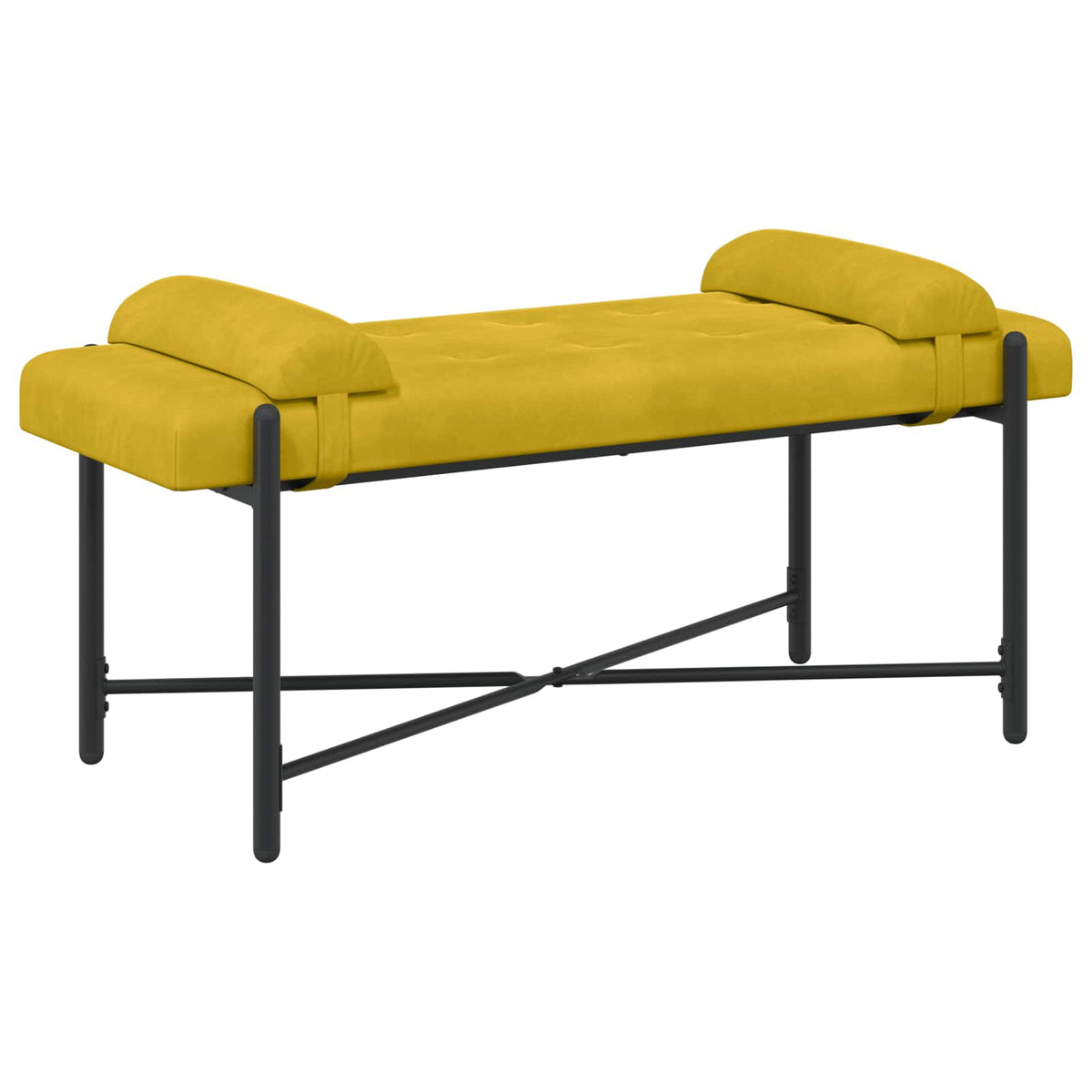 Klupa s gumbima i jastučićima Žuta 110 x 40 x 46 cm Baršun