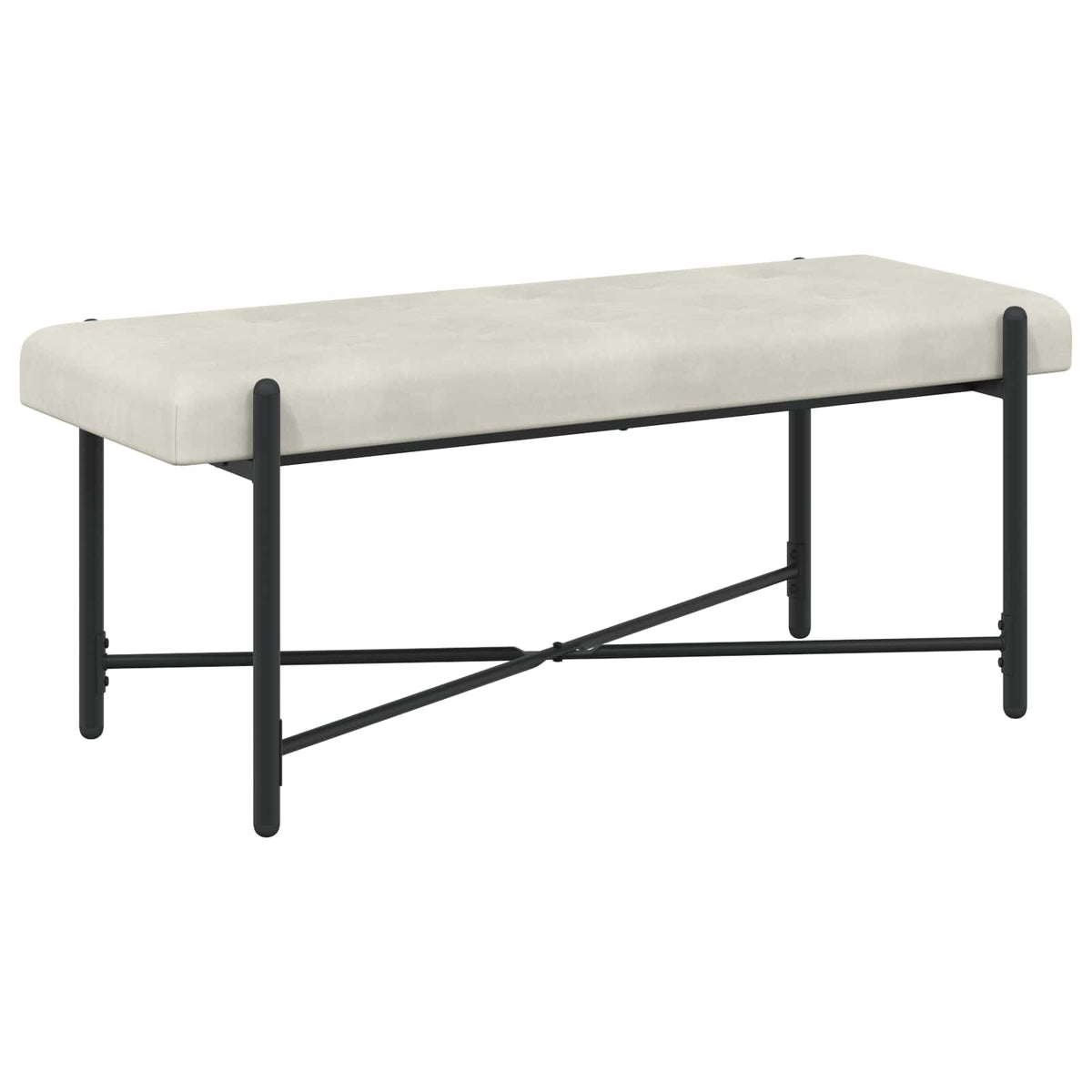 Klupa s gumbima i jastučićima Krem 110 x 40 x 46 cm Baršun