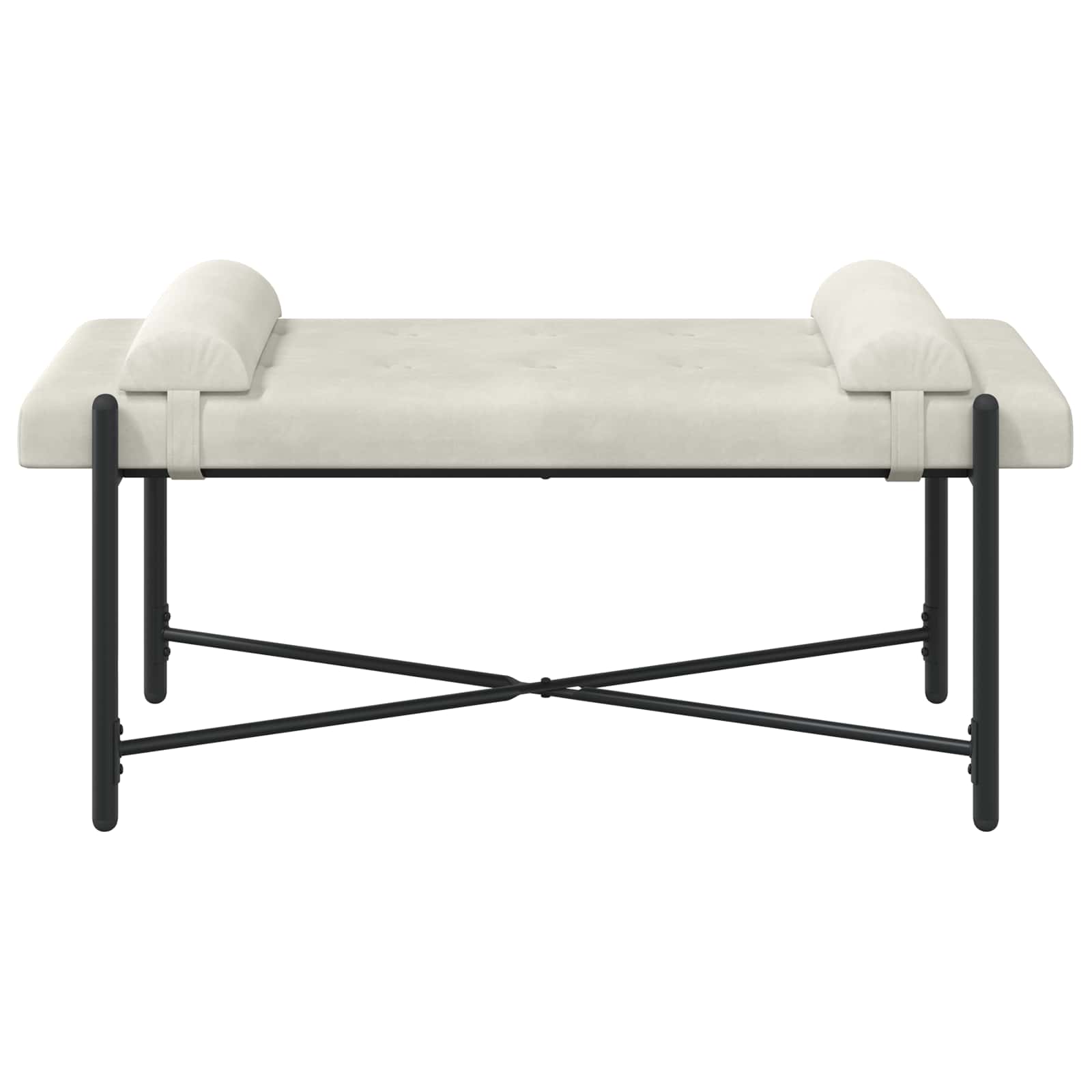 Klupa s gumbima i jastučićima Krem 110 x 40 x 46 cm Baršun
