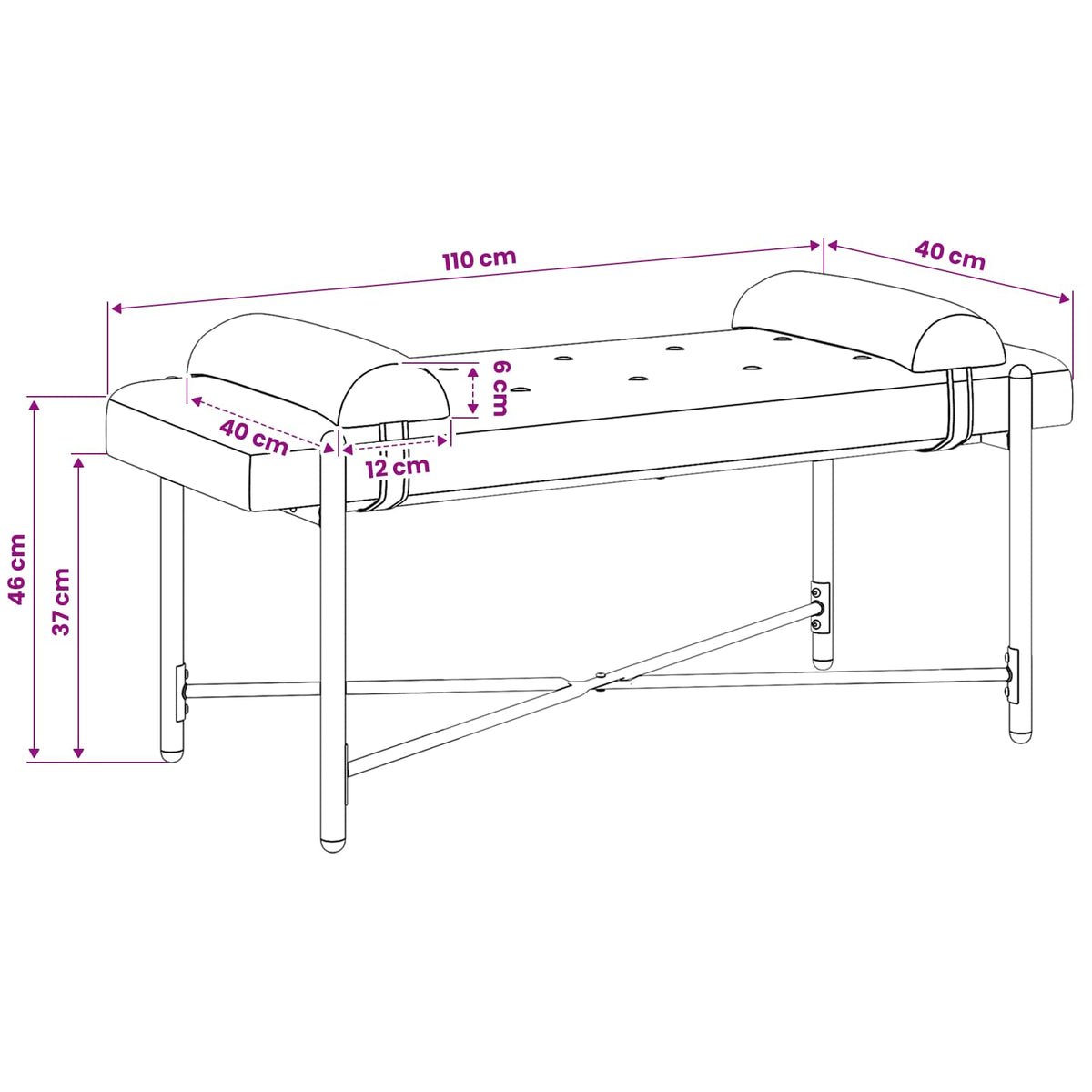 Klupa s gumbima i jastučićima Krem 110 x 40 x 46 cm Baršun