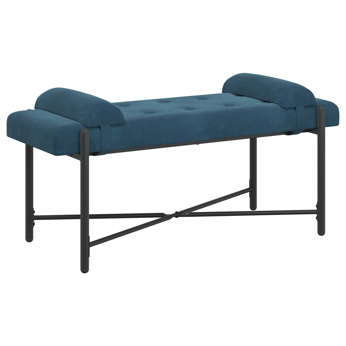 Klupa s gumbima i jastučićima Plava 110 x 40 x 46 cm Baršun