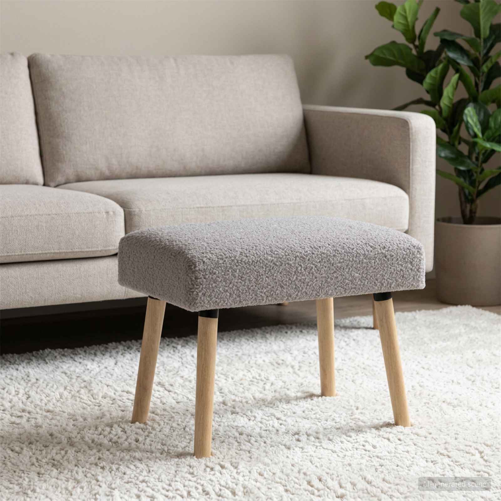 klupa Jednobojno Svjetlosiva 60 x 40 x 45 cm Bouclé