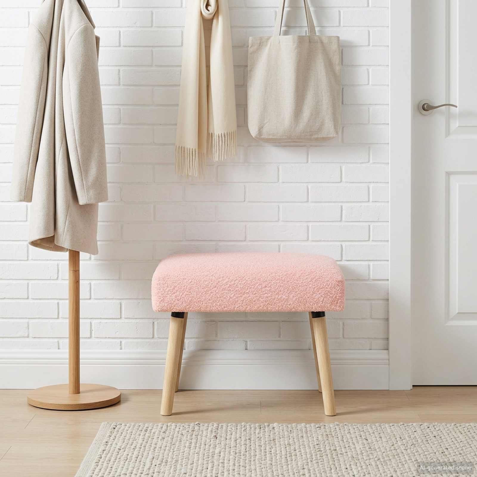 klupa Jednobojno Ružičasta 60 x 40 x 45 cm Bouclé