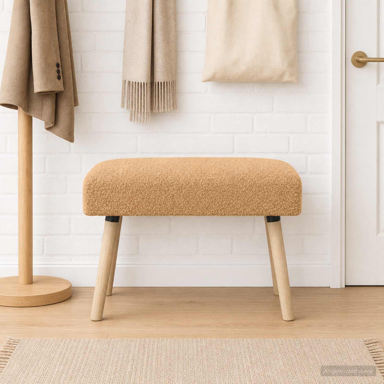 klupa Jednobojno Bež 60 x 40 x 45 cm Bouclé