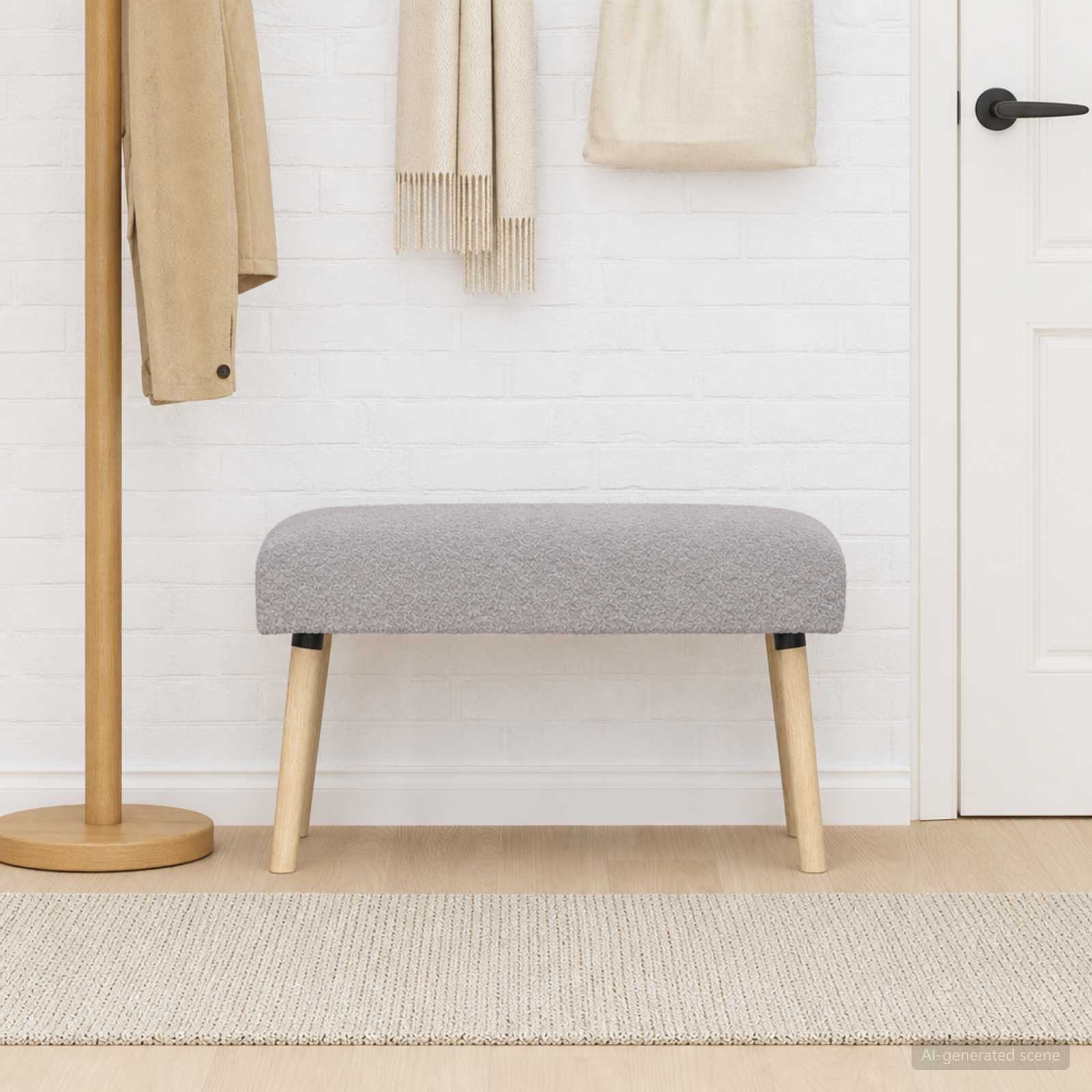 klupa Jednobojno Svjetlosiva 80 x 40 x 46 cm Bouclé