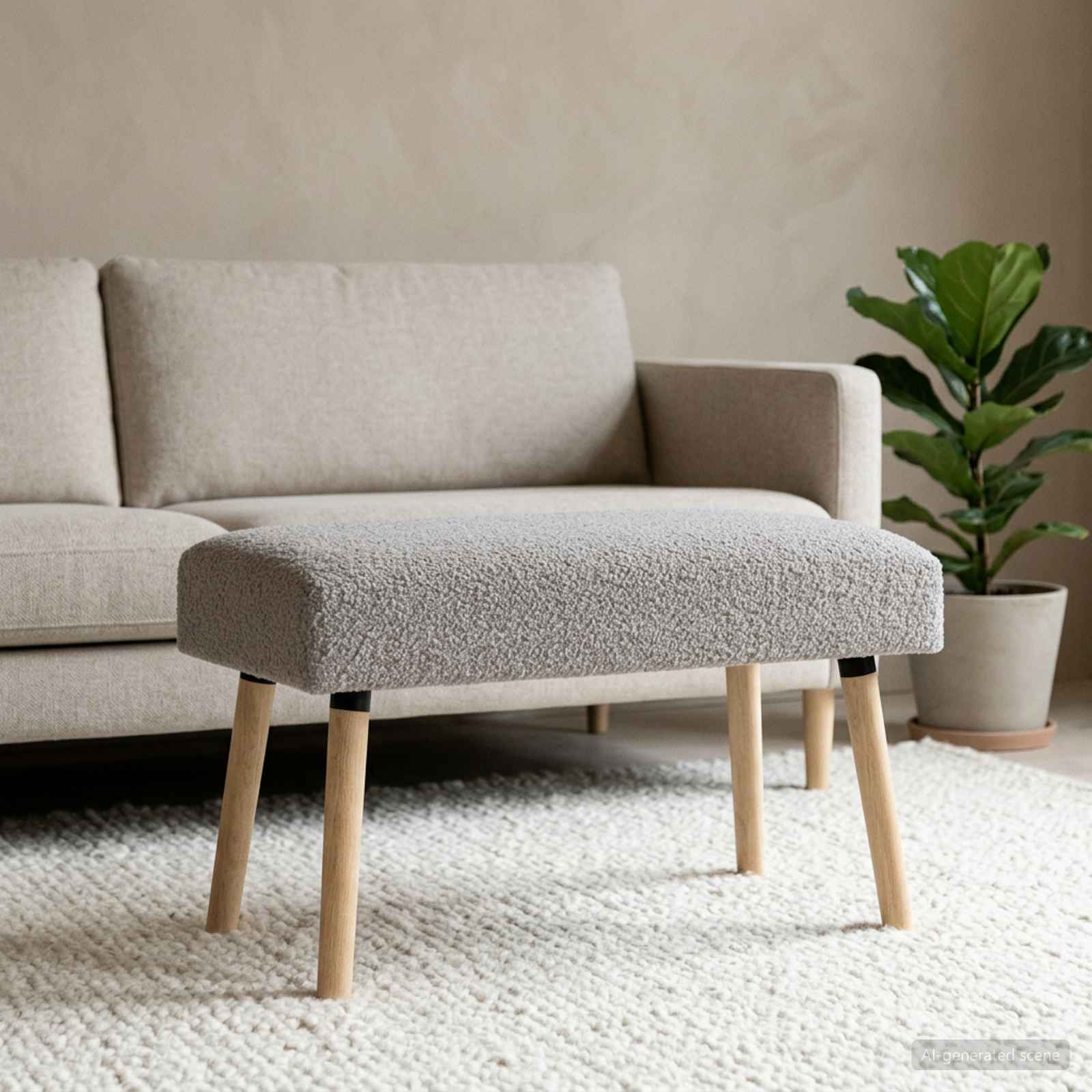 klupa Jednobojno Svjetlosiva 80 x 40 x 46 cm Bouclé