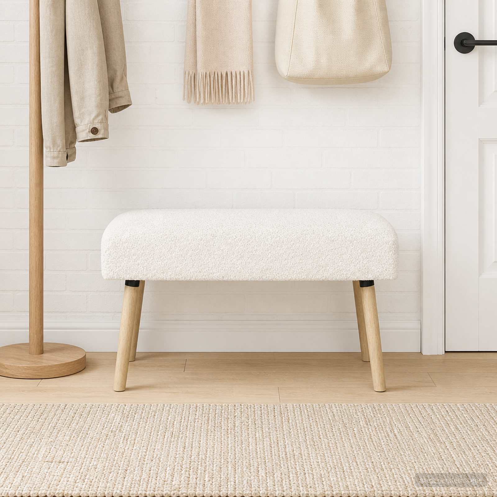 klupa Jednobojno Krem 80 x 40 x 46 cm Bouclé