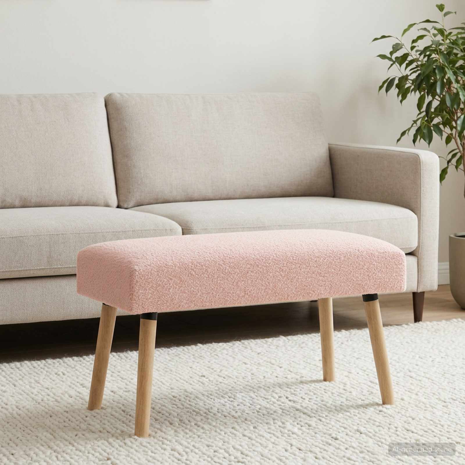 klupa Jednobojno Ružičasta 80 x 40 x 46 cm Bouclé