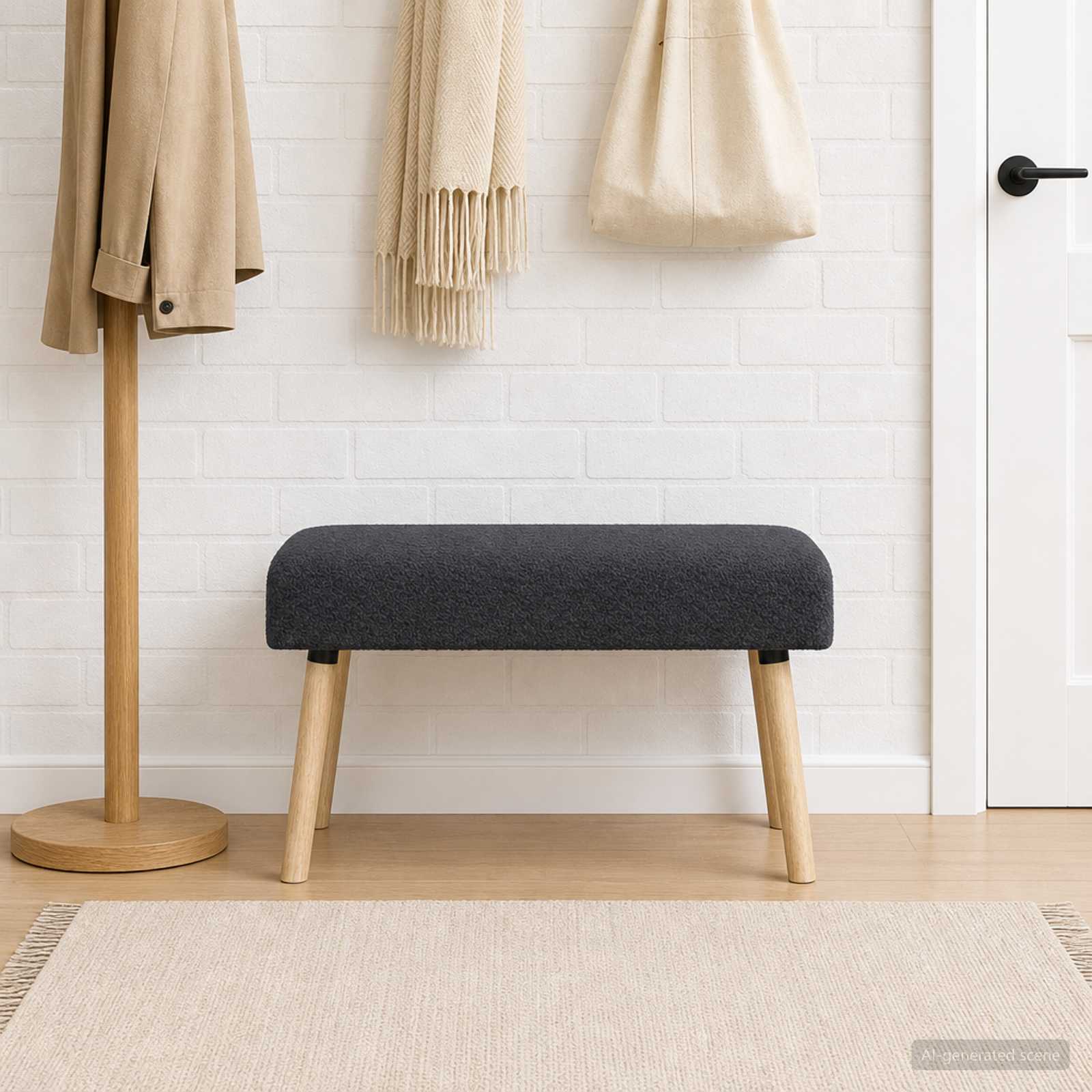 klupa Jednobojno Tamnosiva 80 x 40 x 46 cm Bouclé