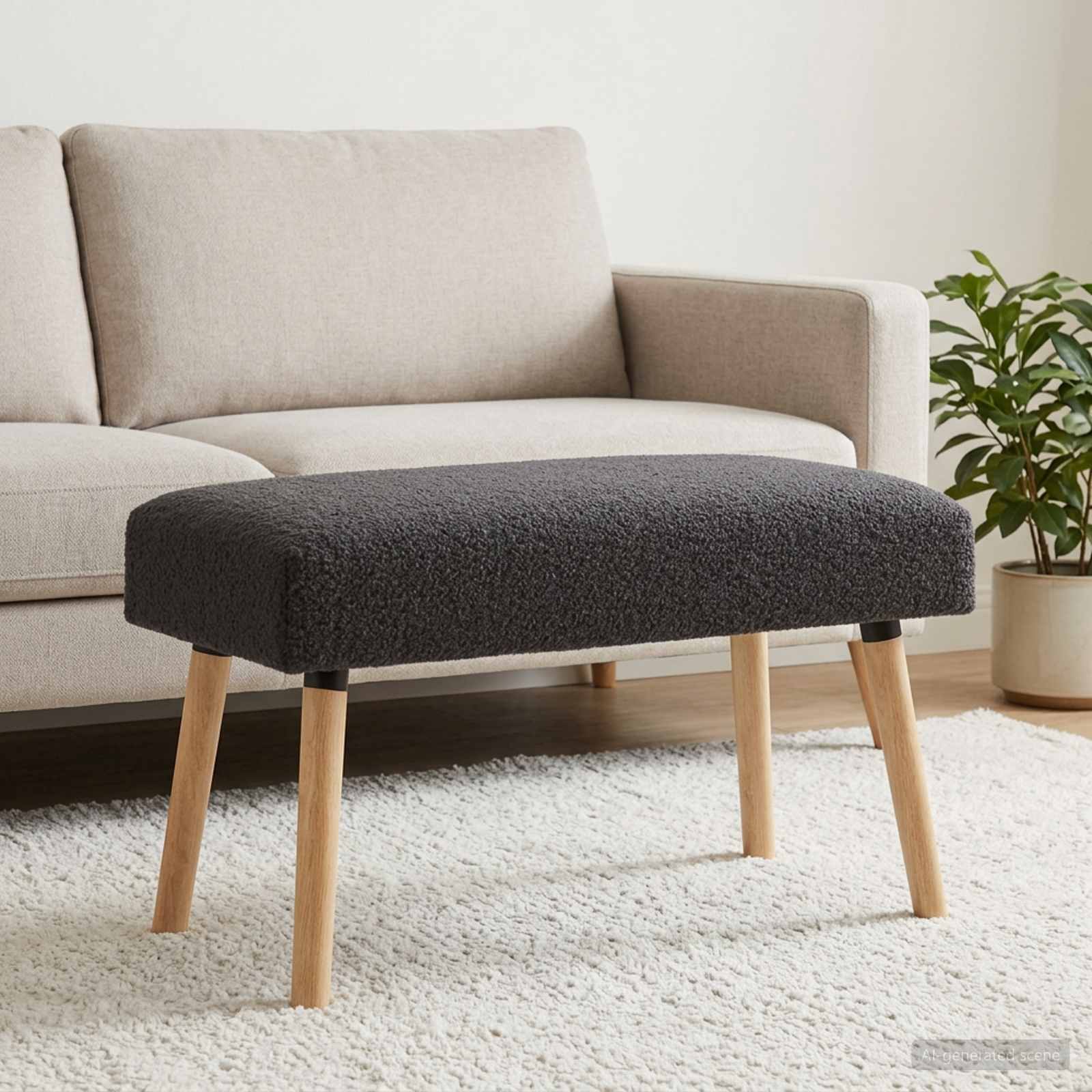 klupa Jednobojno Tamnosiva 80 x 40 x 46 cm Bouclé