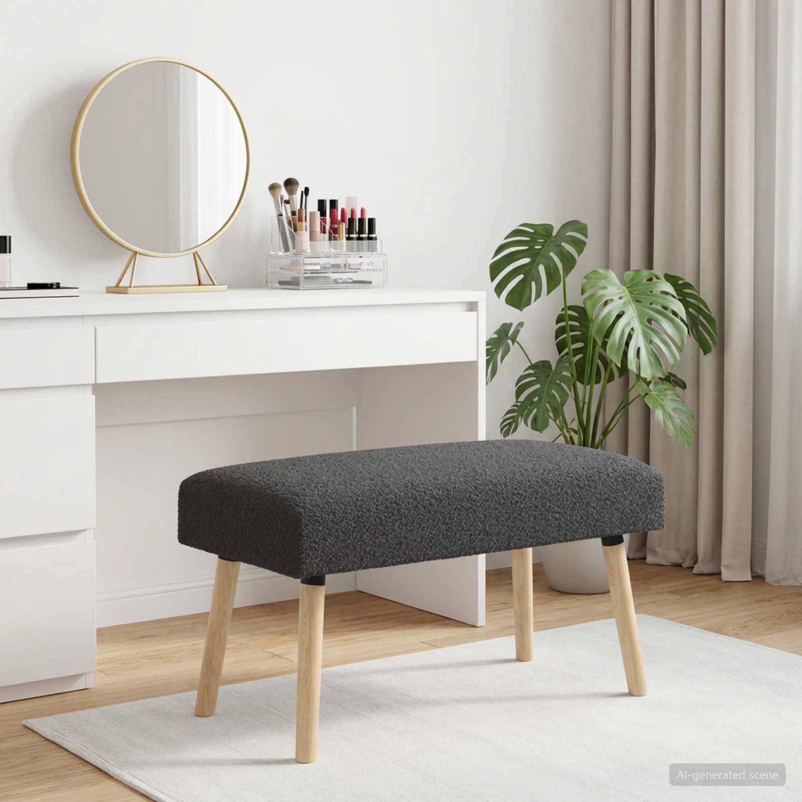 klupa Jednobojno Tamnosiva 80 x 40 x 46 cm Bouclé