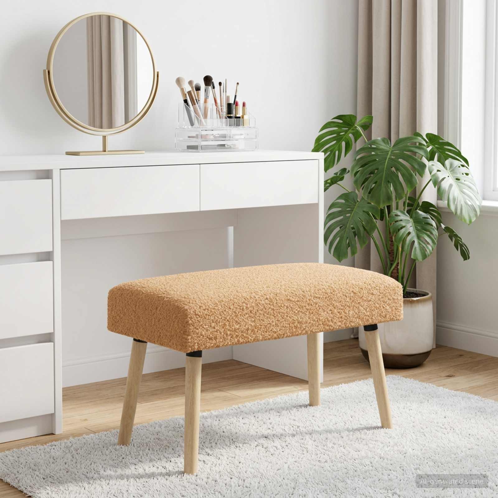 klupa Jednobojno Bež 80 x 40 x 46 cm Bouclé
