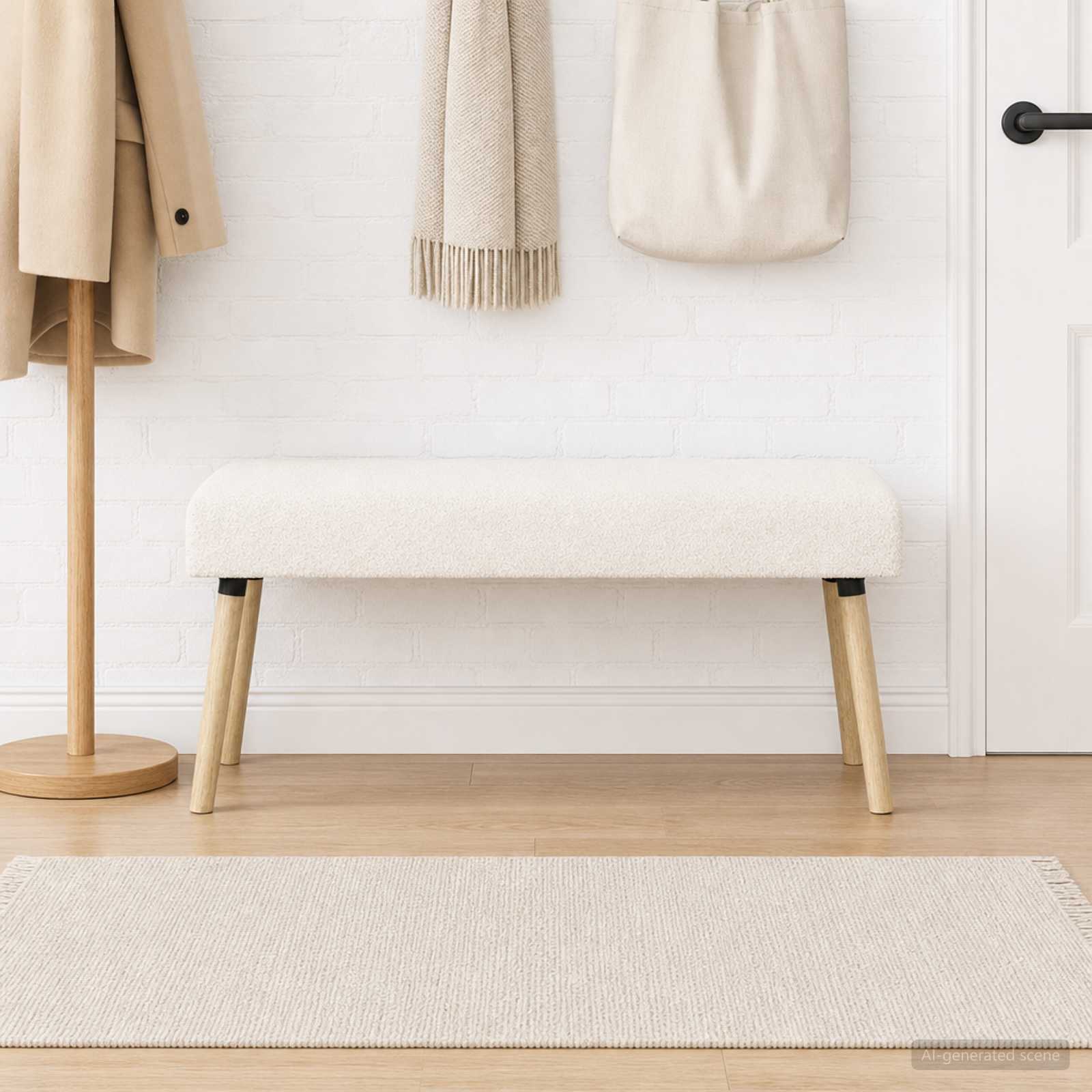klupa Jednobojno Krem 110 x 40 x 46 cm Bouclé
