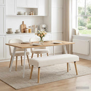 klupa Jednobojno Krem 110 x 40 x 46 cm Bouclé