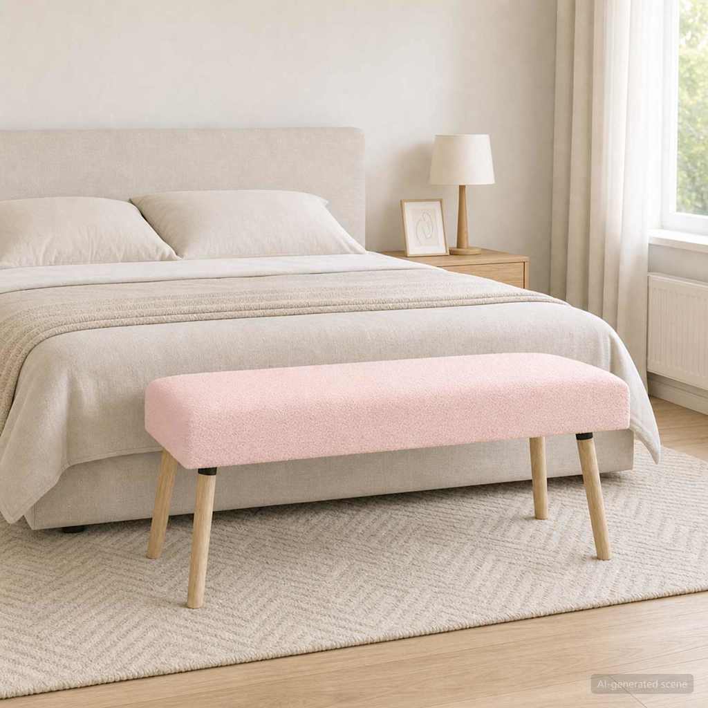 klupa Jednobojno Ružičasta Bouclé 110 x 40 x 46 cm