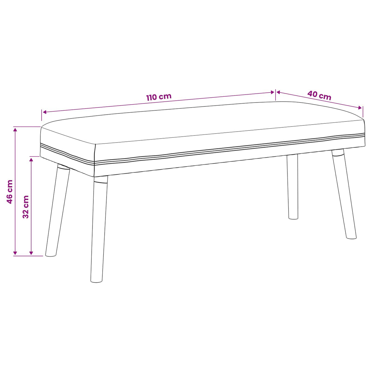 klupa Jednobojno Crna 110 x 40 x 46 cm Bouclé