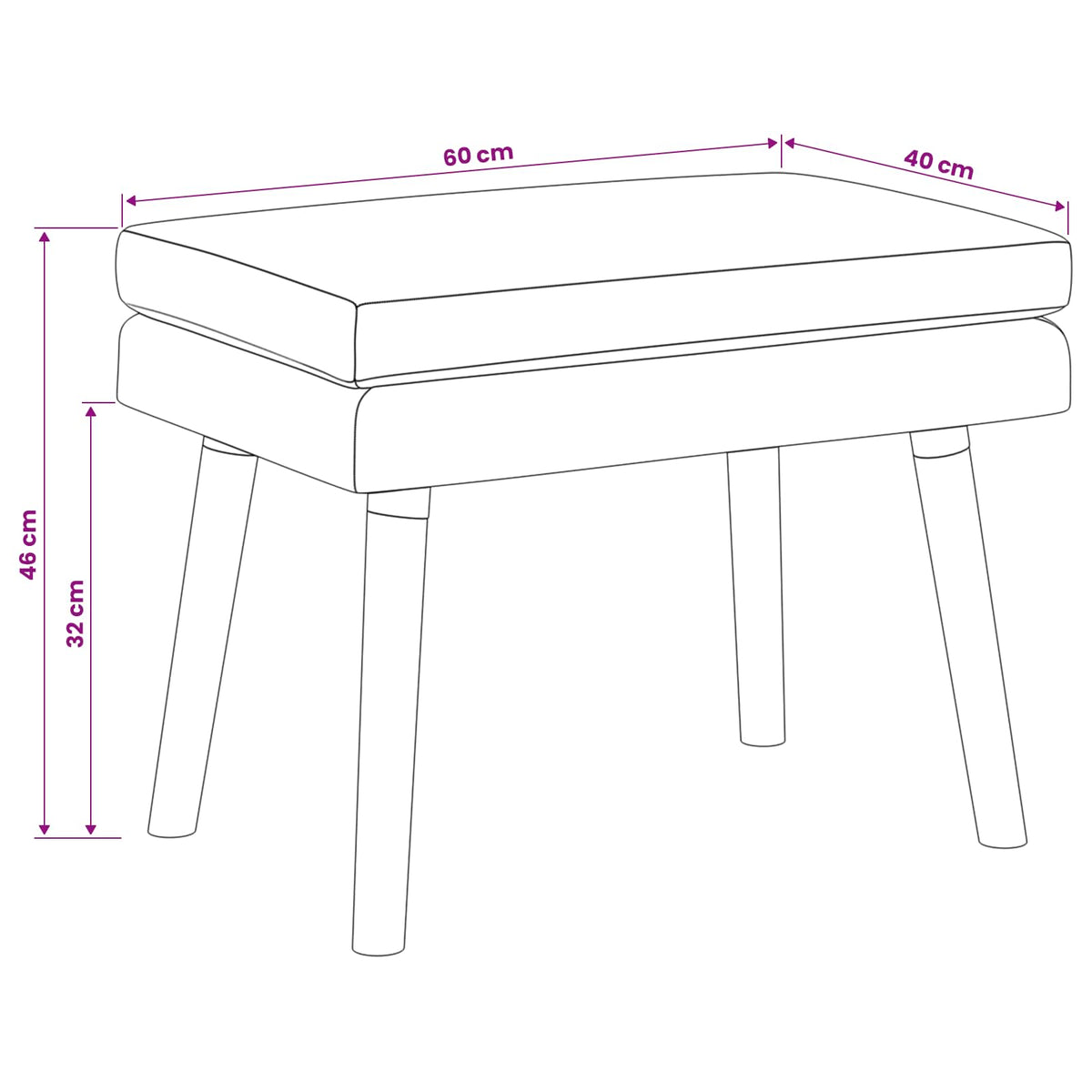 Klupa s dvostrukim slojem Traper plava 60 x 40 x 46 cm Tkanina