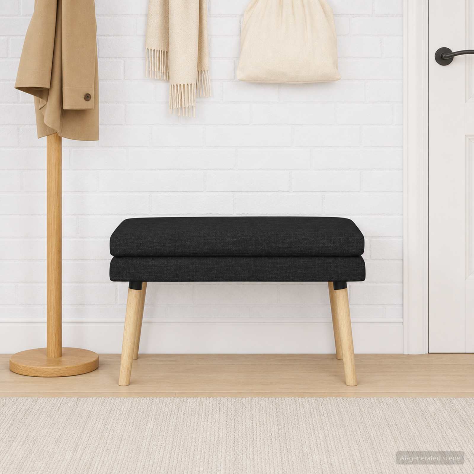 Klupa s dvostrukim slojem Crna 80 x 40 x 47 cm Tkanina