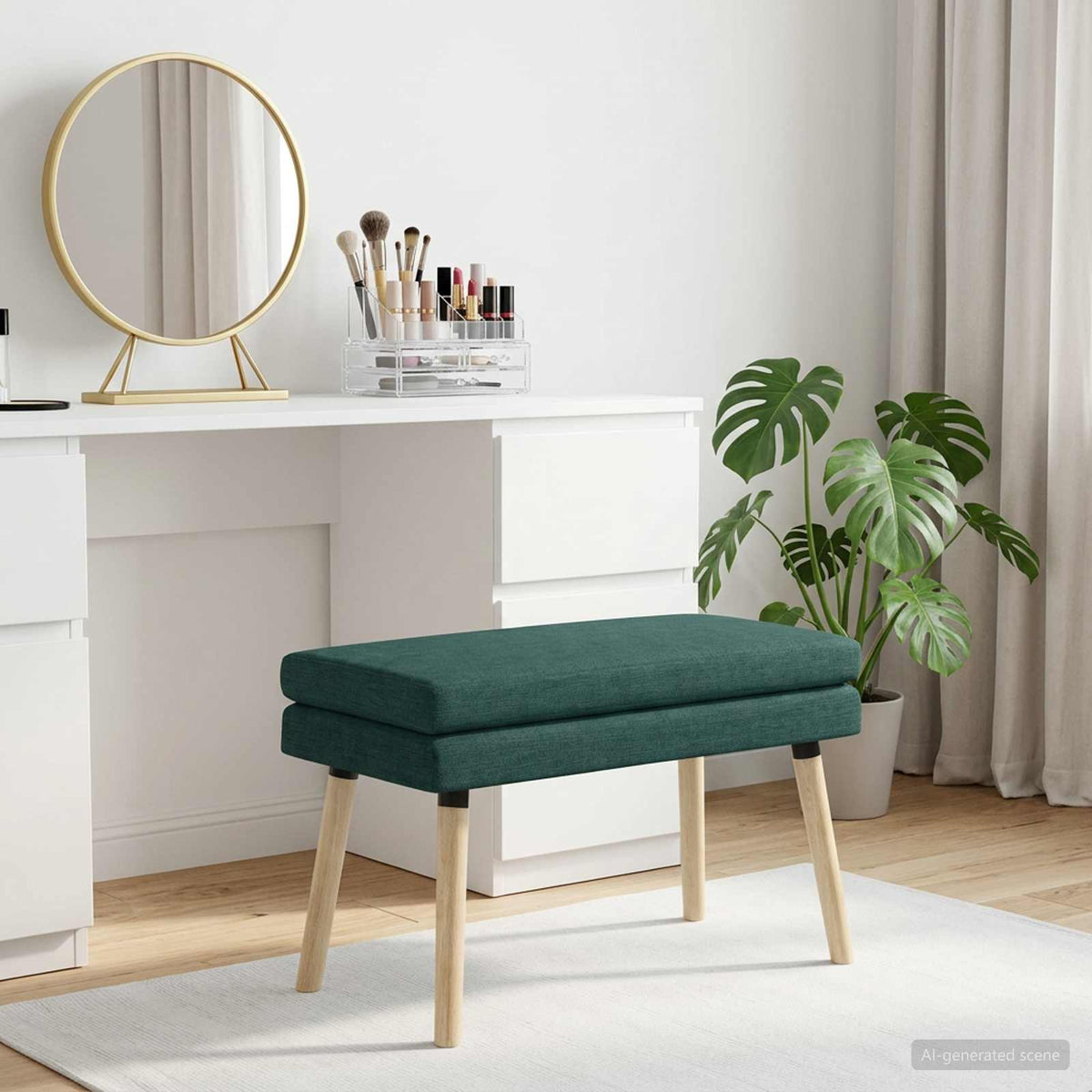 Klupa s dvostrukim slojem Tamnozelena 80 x 40 x 47 cm Tkanina