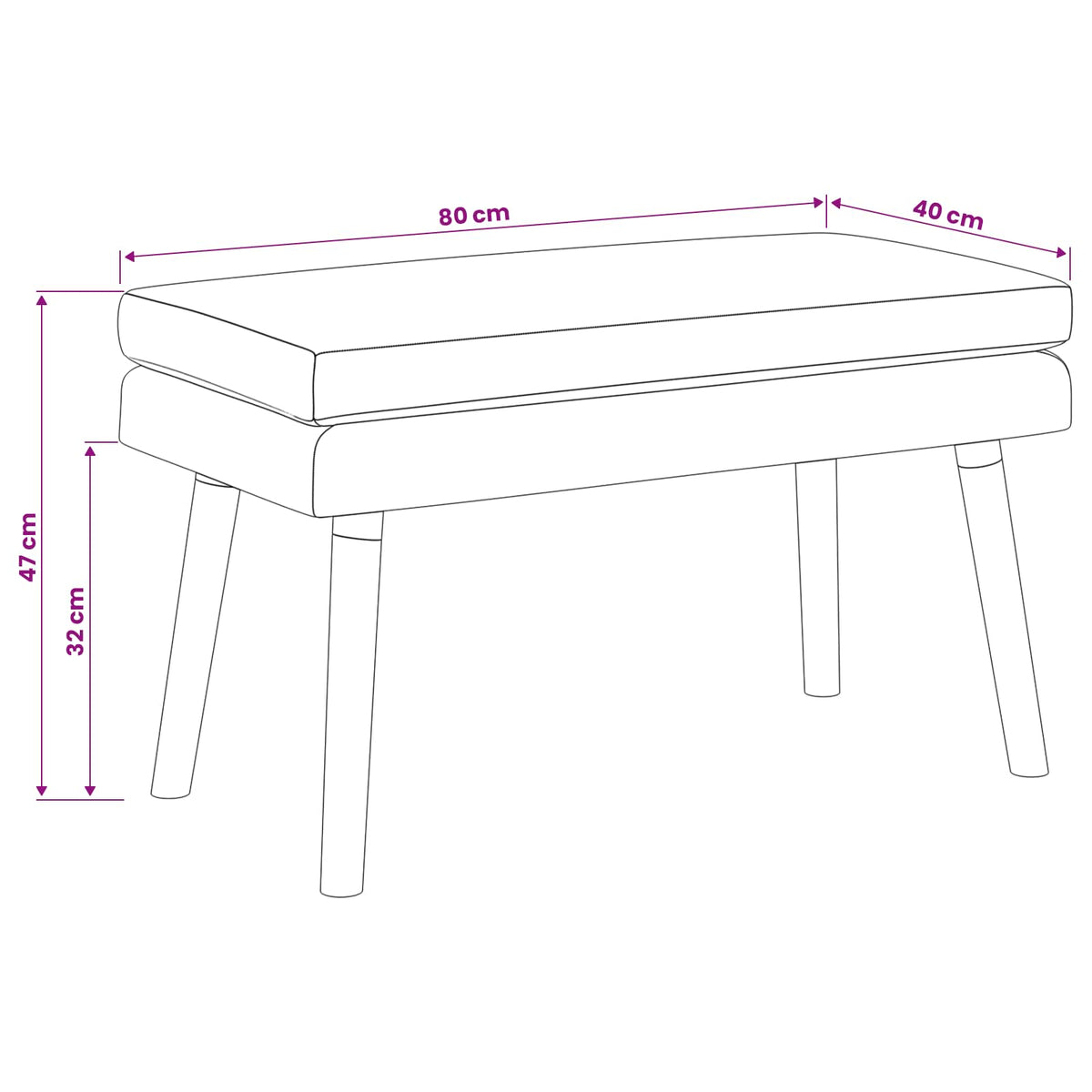 Klupa s dvostrukim slojem Sivosmeđa 80 x 40 x 47 cm Tkanina