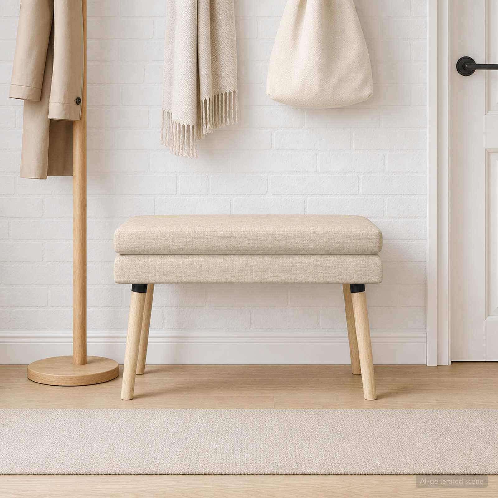 Klupa s dvostrukim slojem Krem 80 x 40 x 47 cm Tkanina