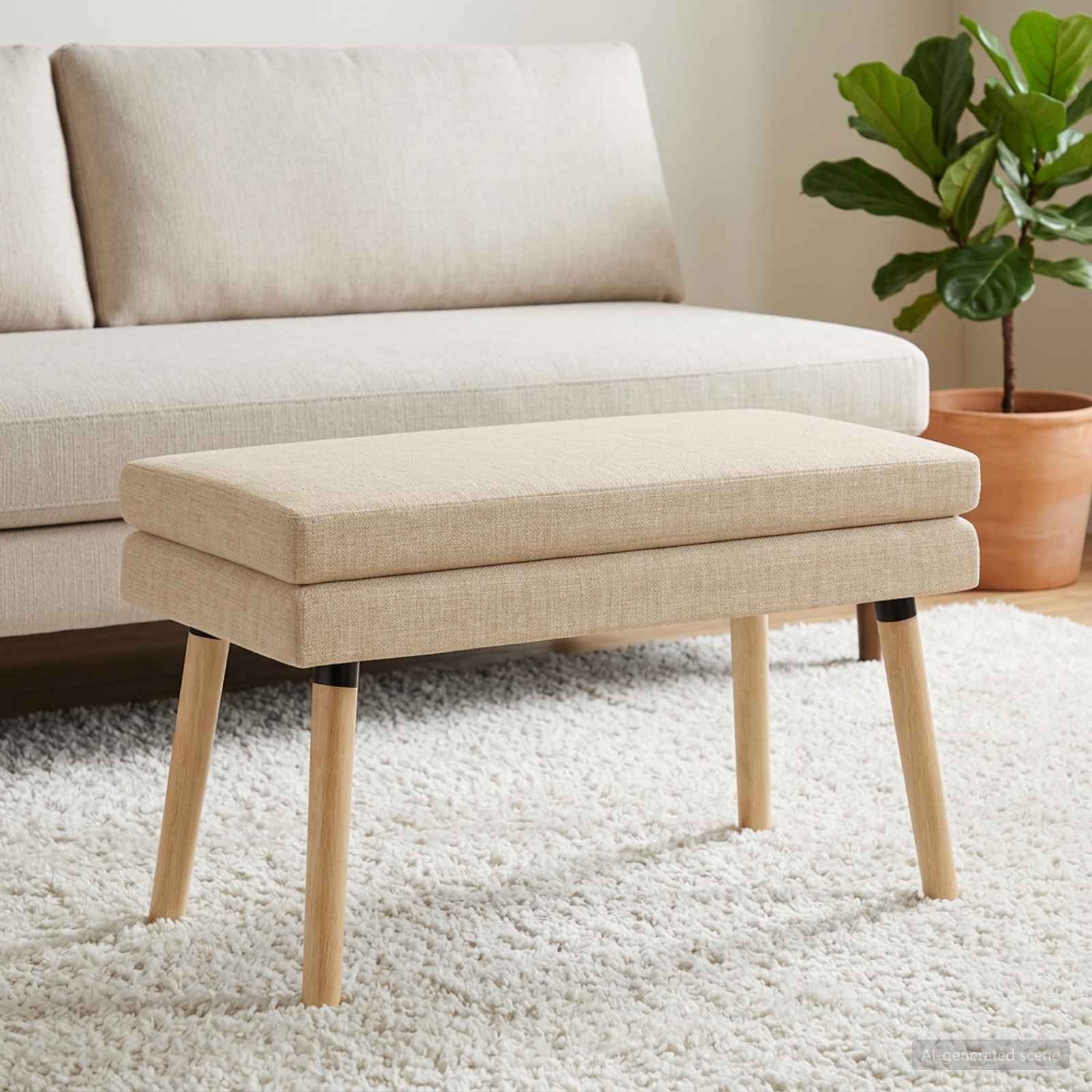 Klupa s dvostrukim slojem Krem 80 x 40 x 47 cm Tkanina