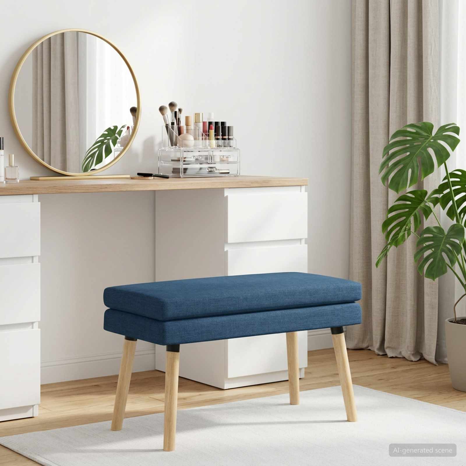 Klupa s dvostrukim slojem Plava 80 x 40 x 47 cm Tkanina