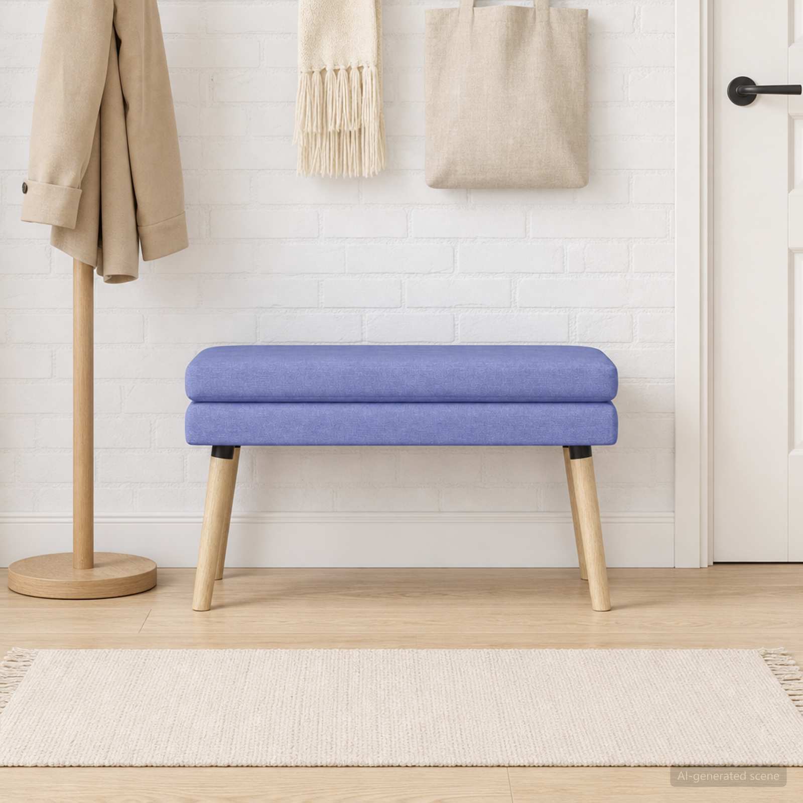 Klupa s dvostrukim slojem Traper plava 80 x 40 x 47 cm Tkanina